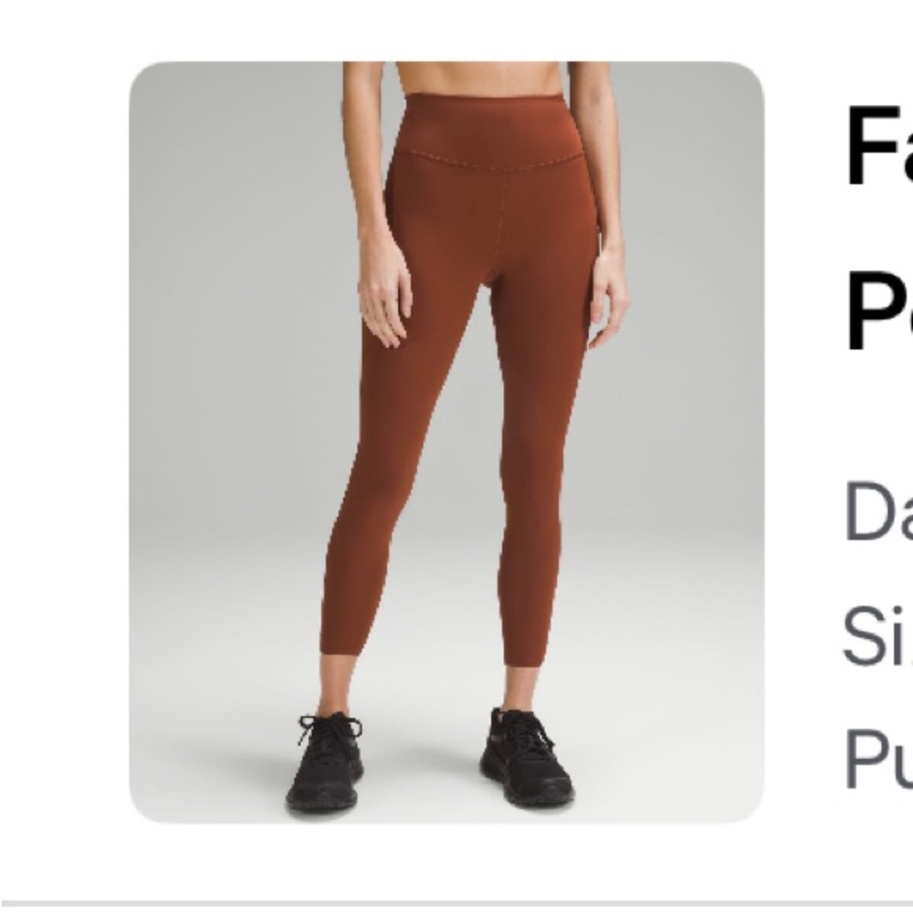 Lululemon Fast and Free tight 25” in Dark Terracotta size 8